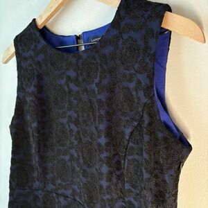 Lands End Lace Dress Sheath 12 Blue Black Floral Fairy Cocktail Whimsigoth Party